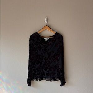 vintage y2k adrianna papell whimsigoth burnt out velvet blouse